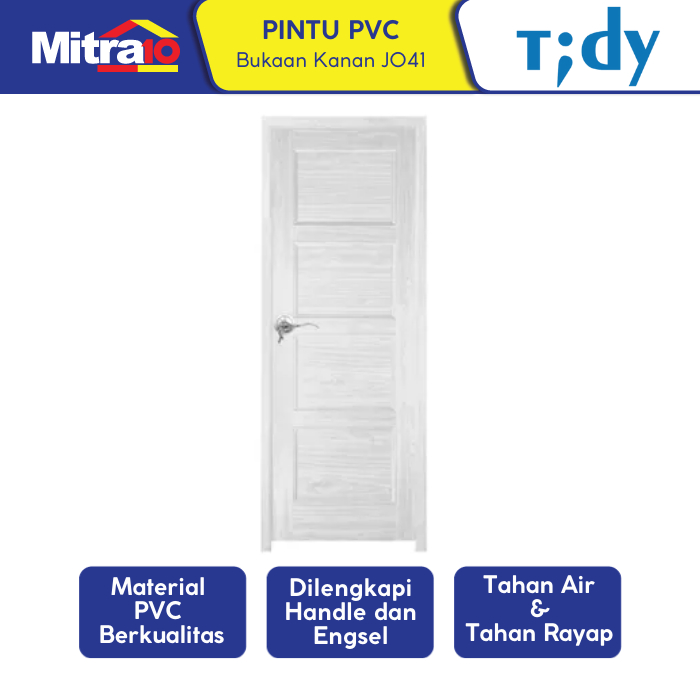 Tidy Pintu Pvc + Handle Bukaan Kanan J041 71x195 Cm Putih