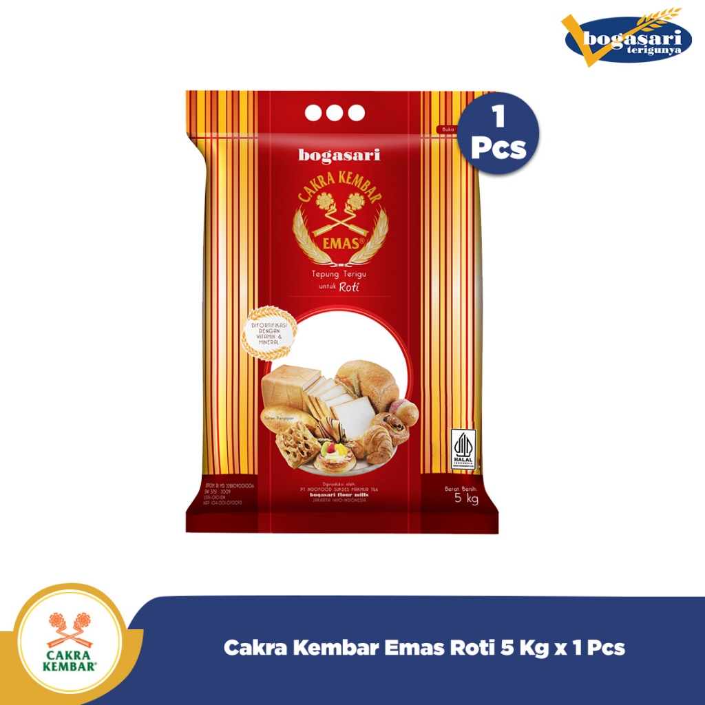 

Bogasari Cakra Kembar Emas Roti 5 Kg