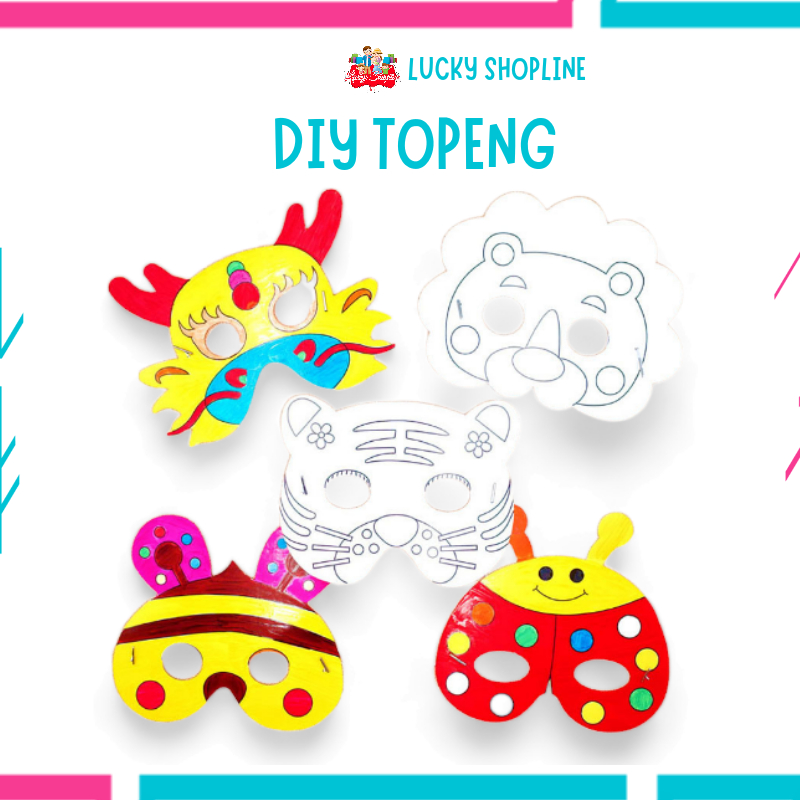 DIY Topeng Binatang Art Paper – Mainan Edukasi Mewarnai Anak Prakarya TK