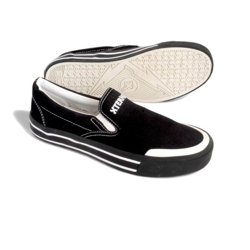Sepatu Slip On Xternal Aphrodite Black Oreo Bordir Original