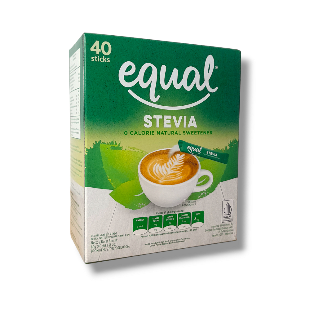 

PEMANIS DIET EQUAL STEVIA 40'S SWEETENER BEBAS KALORI PEMANIS ALAMI