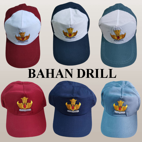 TOPI SD SMP SMA SMK DRILL TOPI SEKOLAH SERAGAM SEKOLAH NEGERI SWASTA LOGO BORDIR TUTWURI PREPET PERE