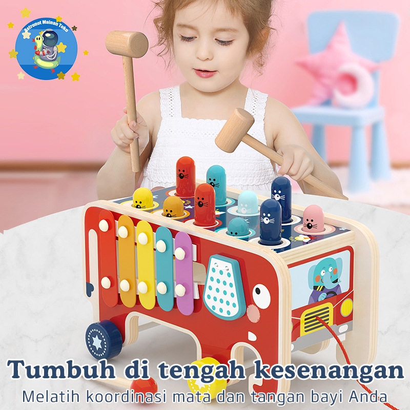 Mainan Mengemudi Tumpukan Gopher untuk Anak-anak Mainan Belajar Kayu Multi-fungsi untuk Anak Usia Di