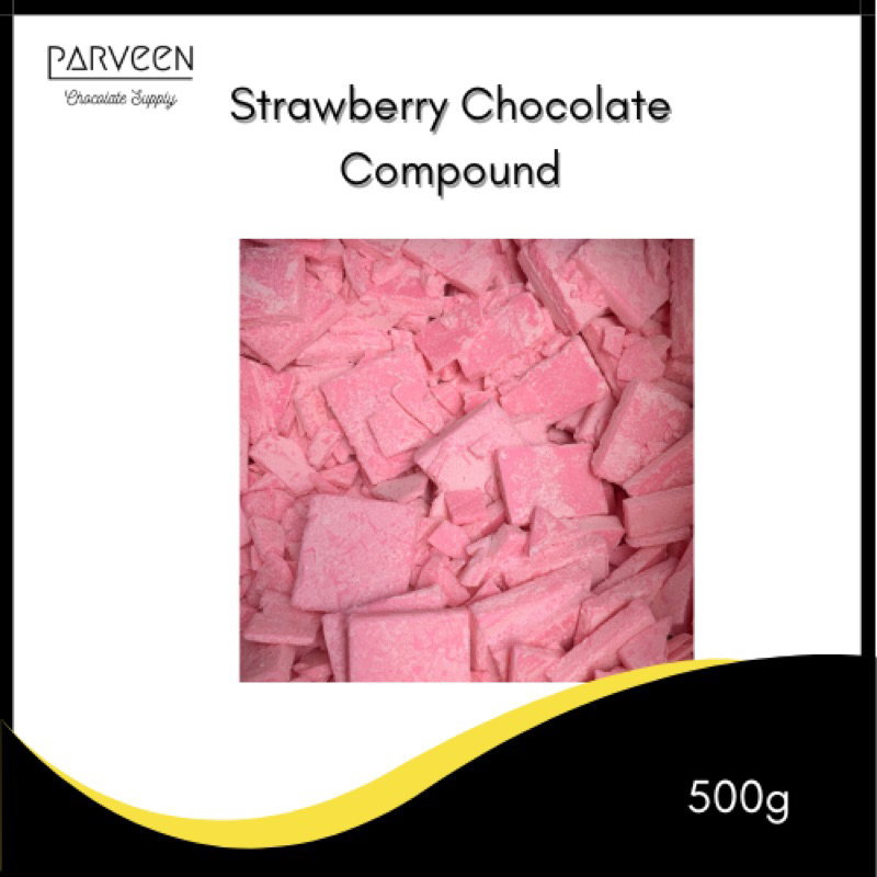 

PARVEEN Strawberry Chocolate Compund 500g bentuk Kibble