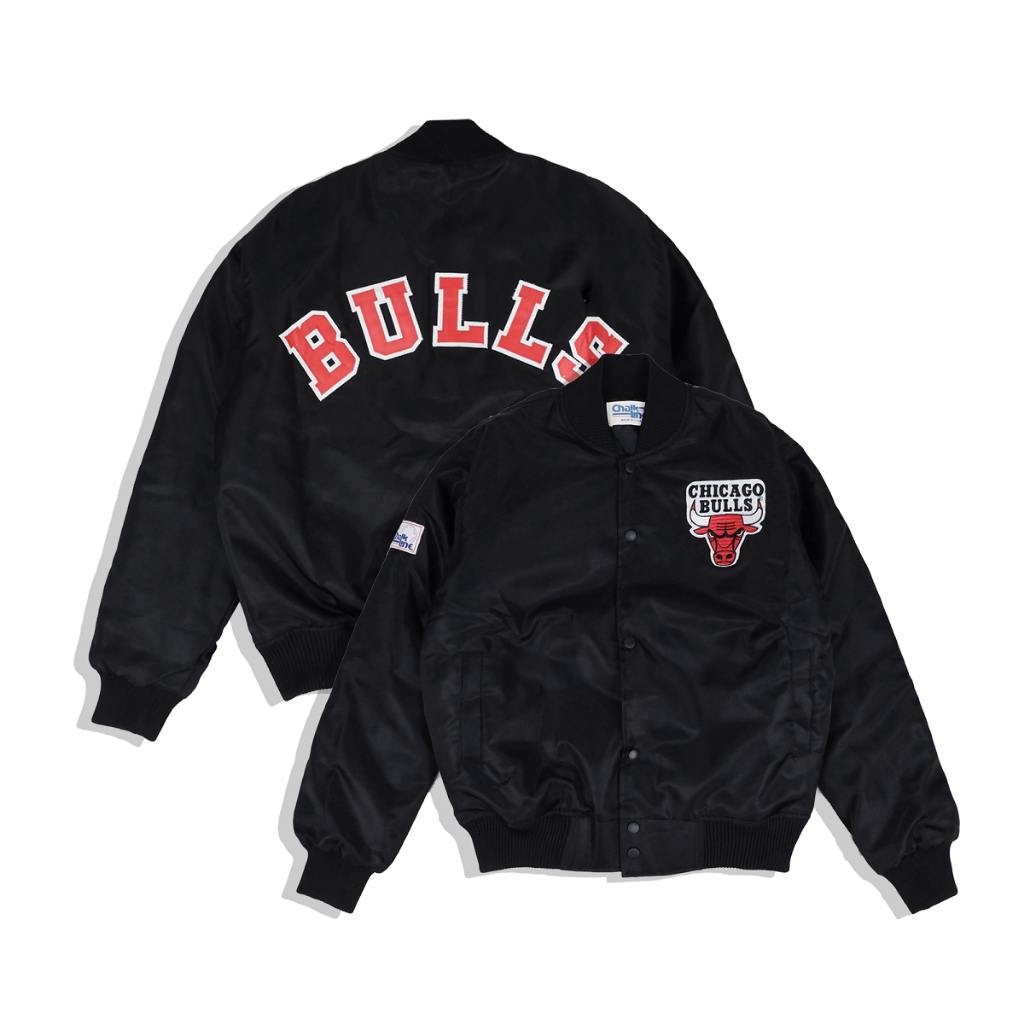 VARSITY BULLS HEAD BLACK JACKET NBA TEAM PREMIUM ORIGINAL 1:1 NBA MLB HEAVY WEIGHT