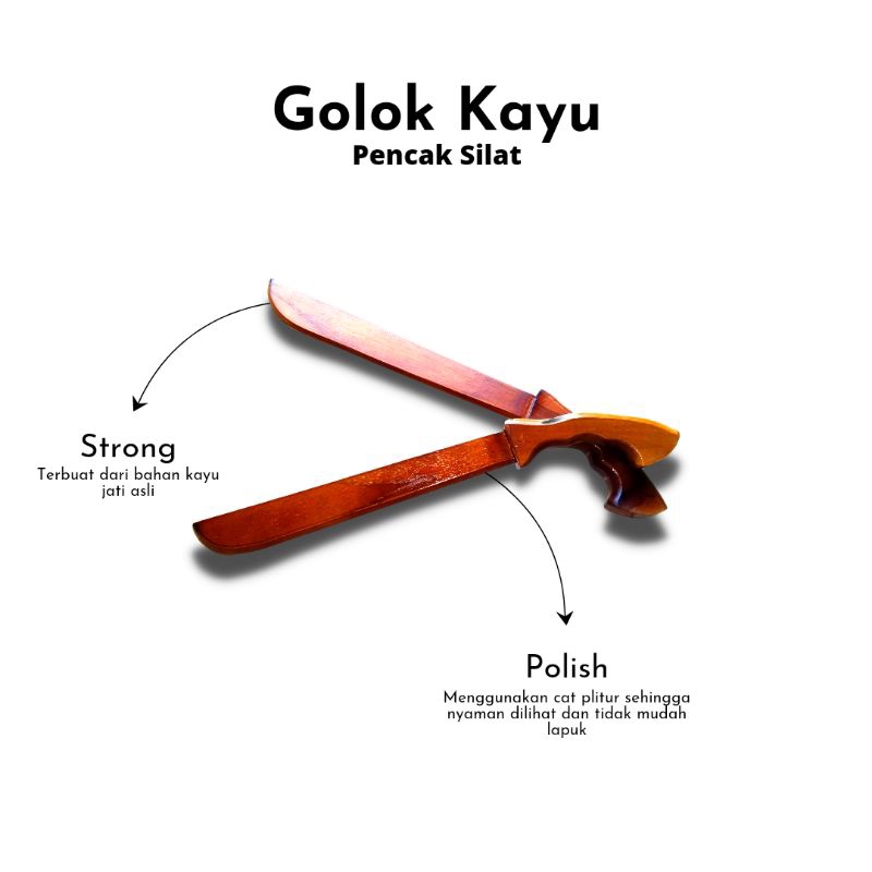 Golok kayu seni pencak silat/Golok kayu pertandingan/Golok latihan/Golok kayu pernis