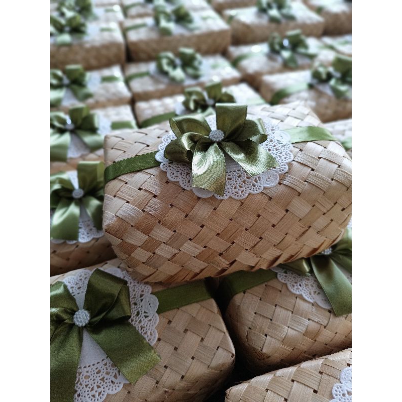 besek bambu persegi panjang free pita