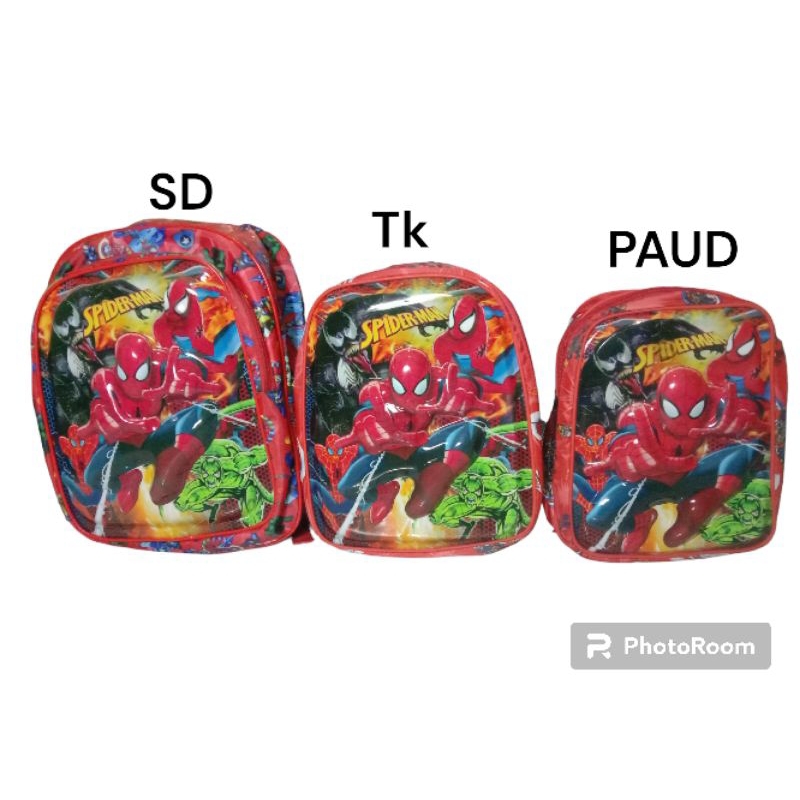 Tas Spiderman LED bisa nyala karakter timbul/3D