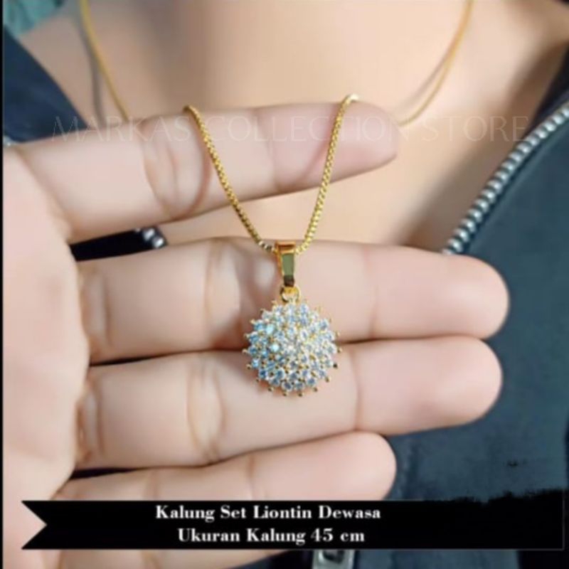kalung italy liontin permata perhiasan titanium asli lapis emas 24 k imitasi Anti luntur Anti karat