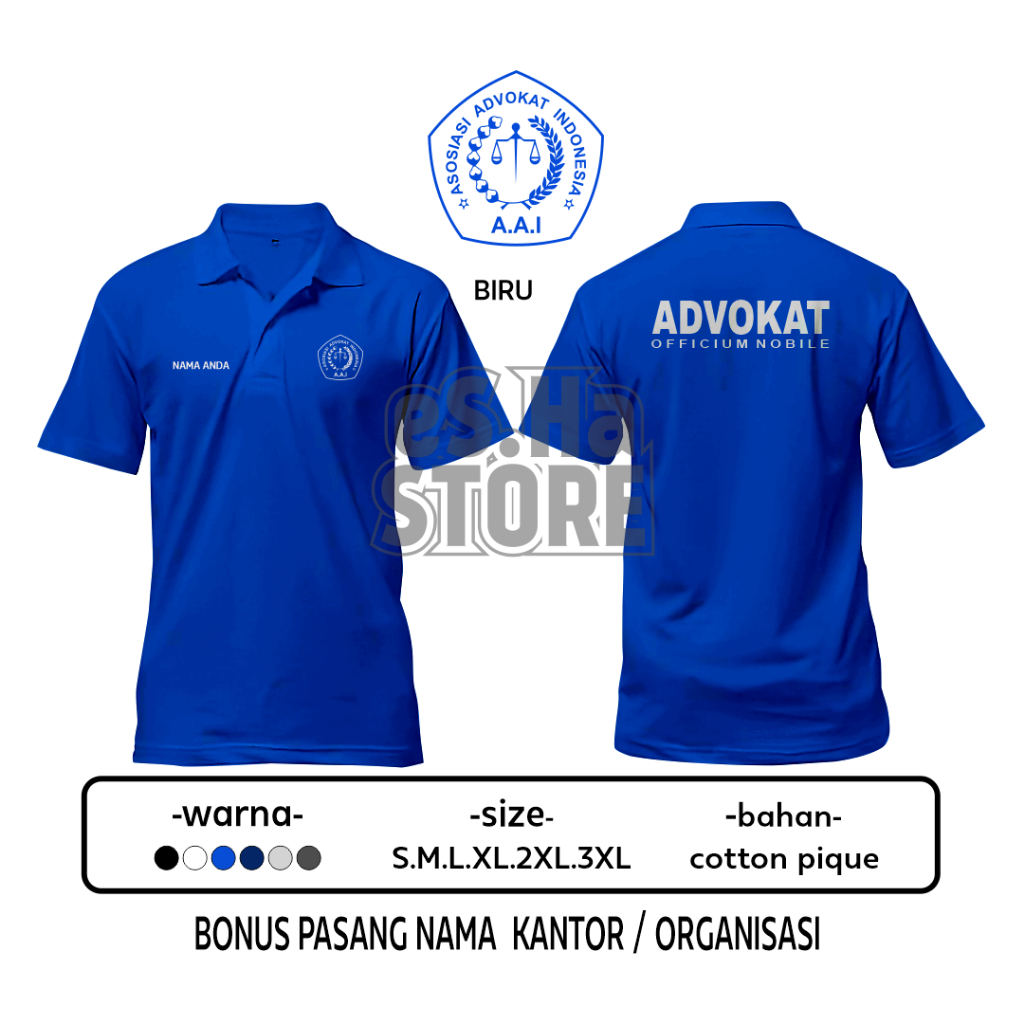 Kaos Polo Asosiasi Advokat Indonesia AAI Lawyer Pengacara Premium bahan cotton cvc