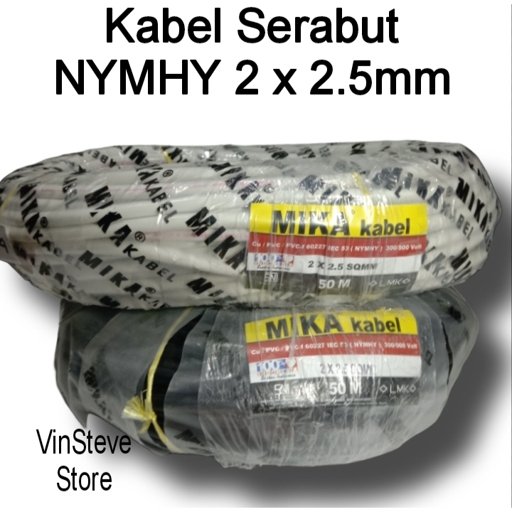 Kabel Serabut NYMHYO 2 x 2.5 mm MIKA (Harga per meter)