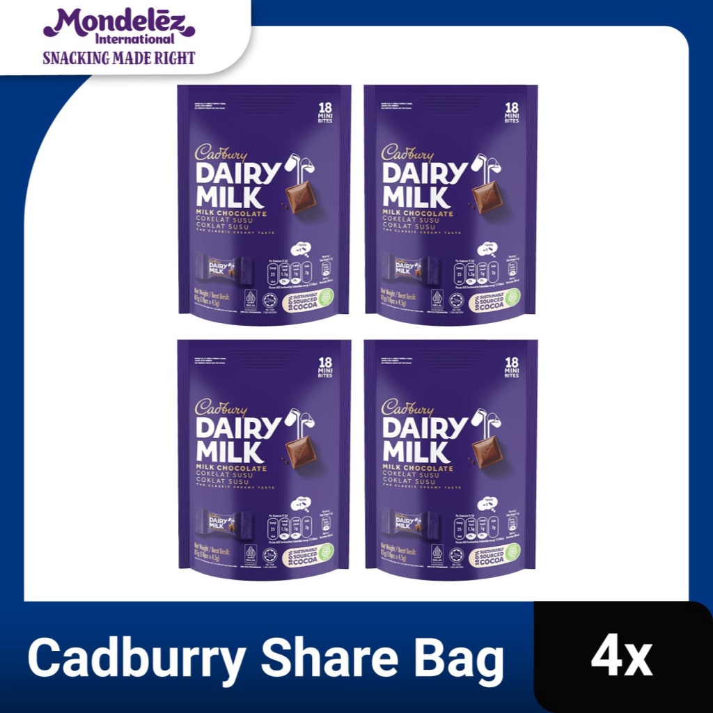 

Stok terbaru Cadbury Dairy Milk Cokelat Sharebag Isi 18 x 4 