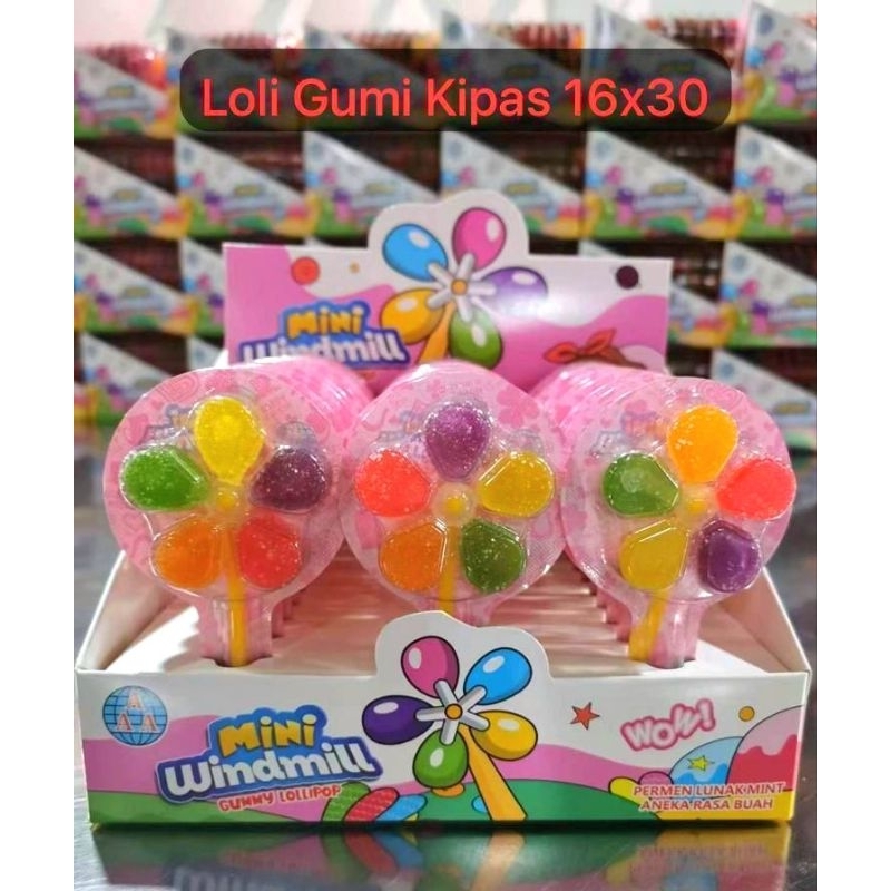 

Permen Cemilan Snack Gummy Gumi Jelly Jeli Windmill Kipas Loli Lolipop Lunak Mainan Anak Murah (isi 30 pcs)