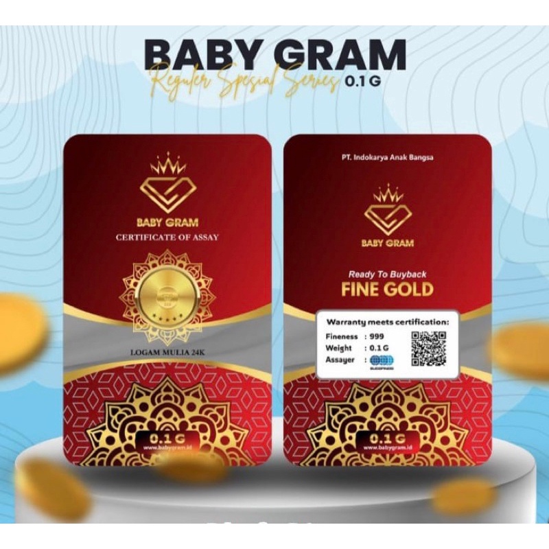 Grosiran Murah Baby Gram Baby Gold 0,1 Gram Emas Mini Logam Mulia 24 Karat Jaminan Asli Original bur