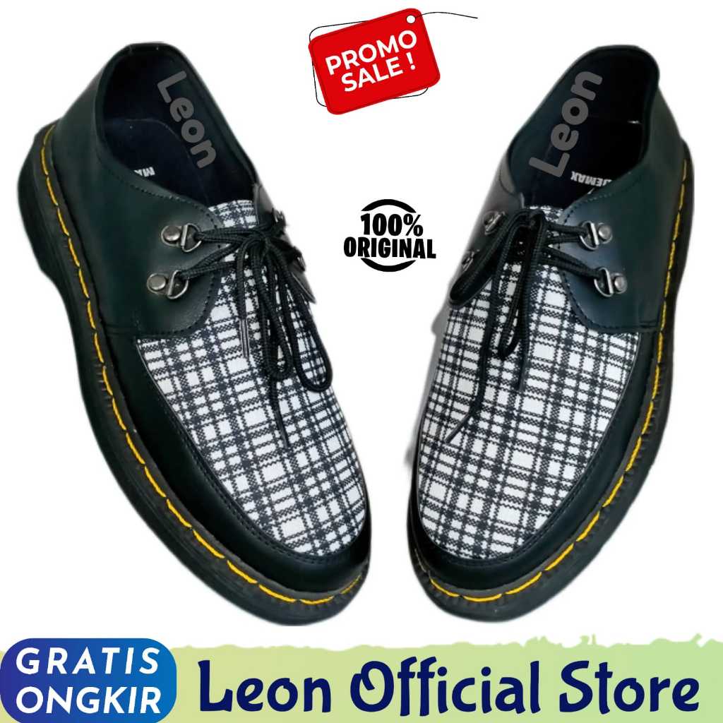 Leon Georgia White Sepatu Pantofel Formal Pria Docmart Low Boots Trendy Pesta Kerja