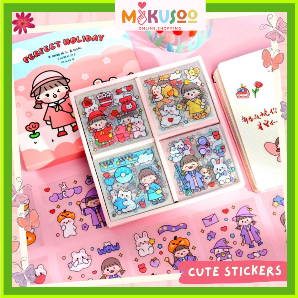 

Mikusoo Stiker 2D Tempel Lucu Planner Scrapbook Cute Aesthetic Sticker Dekorasi Design DIY Anti Air