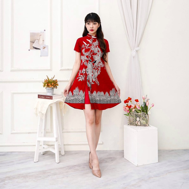 KJK dress batik cheongsam qb955 red