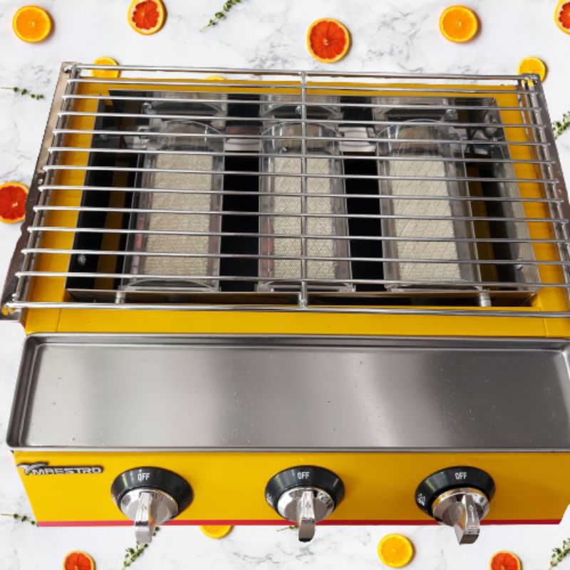 Kompor pemanggang sosis bbq BBQ MAESTRO / Gas roaster 2 tungku MT K 111 / Gas roaster 3 tungku MT K 