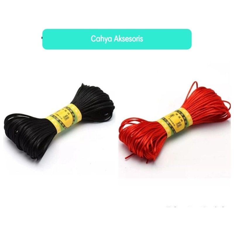 Tali Satin Sampul China Merah Dan Hitam Ukuran 2mm Untuk Membuat Kalung Dan Gelang