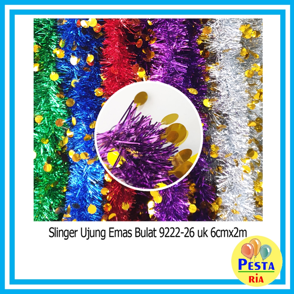 Murah (1Pcs) Slinger Ujung Emas Bulat, slinger rumbai, tinsel, slinger hiasan natal