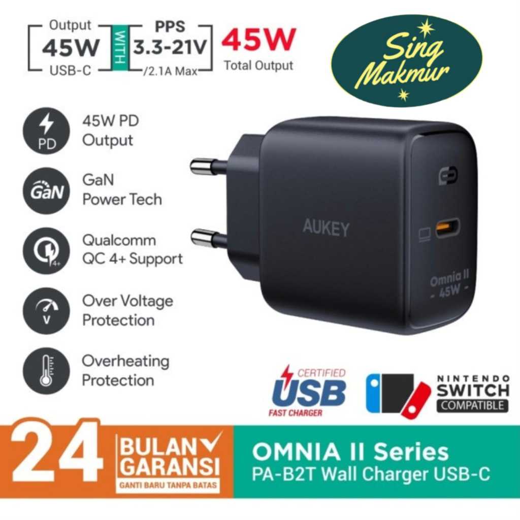 Charger Aukey PA-B2T USB-C PD 3.0 45W