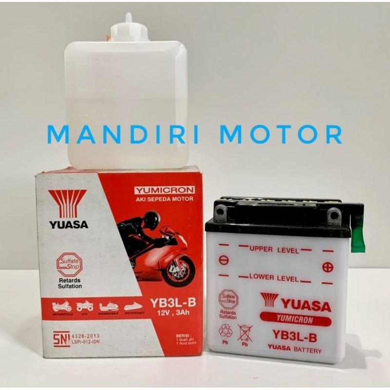 Aki Yuasa YB3L-B 12Volt 3Ah Aki Basah RX King Ninja 150 Satria 2tak Y125Z Original Yuasa