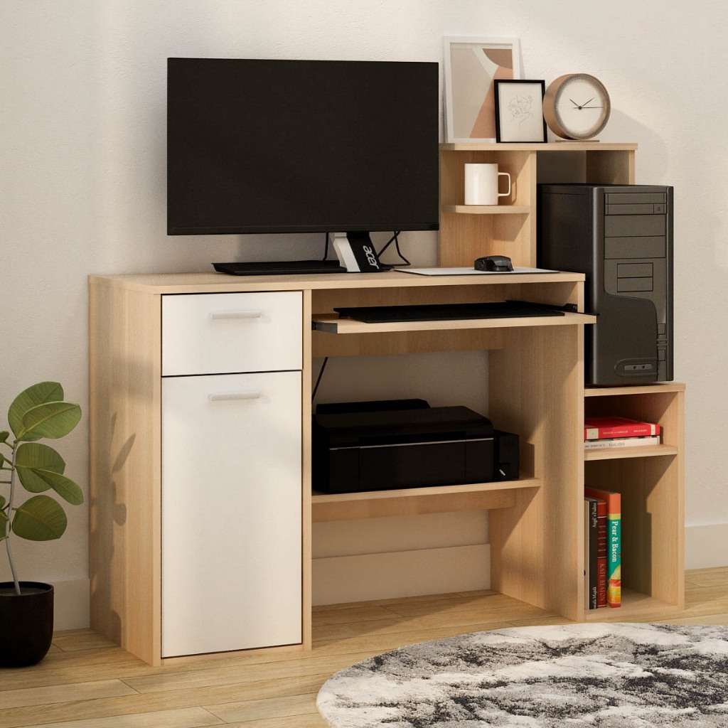 Meja tulis belajar kerja komputer 120cm rak buku printer mo BANDUNG