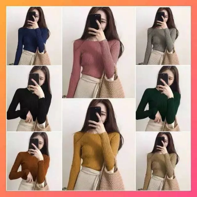 Nadfa inner rajut o-Neck Krah bulat Atasan rajut wanita Adzkia baju dalaman wanita hijab baju rajut 
