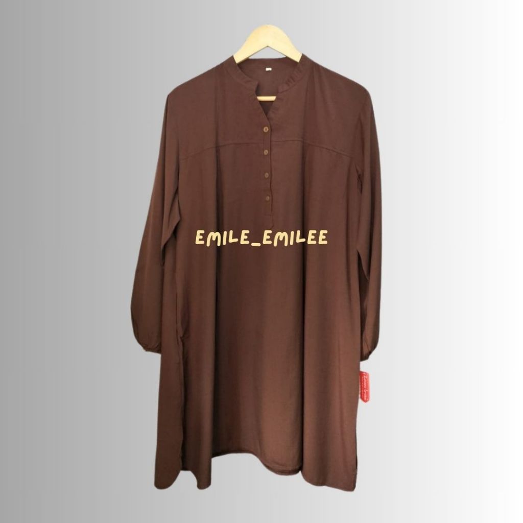 Tunik polos viscose coklat tua atasan wanita jumbo - Emile_emilee
