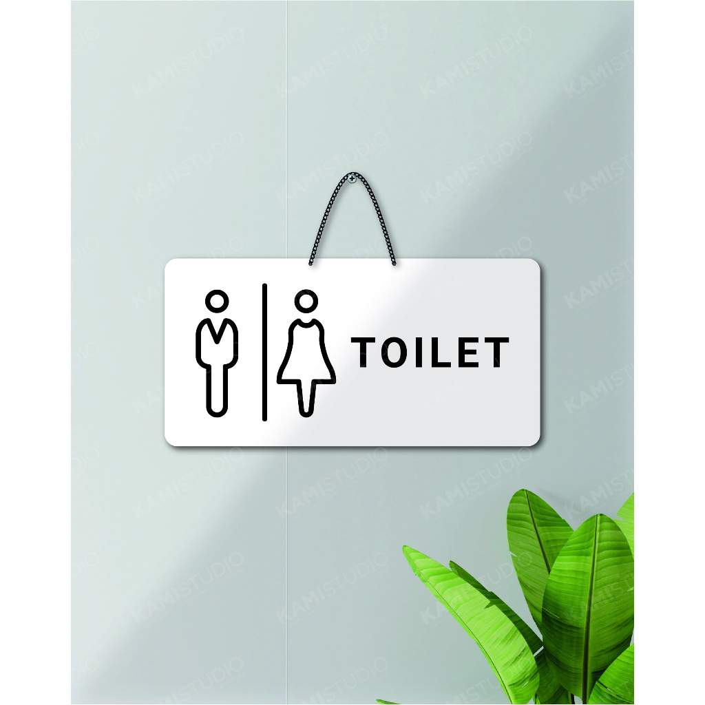 TULISAN TOILET 30X15 CM GANTUNG LANDSCAPE/ SIGN GANTUNG TOILET / TEMPELAN DINDING DENGAN RANTAI TOIL