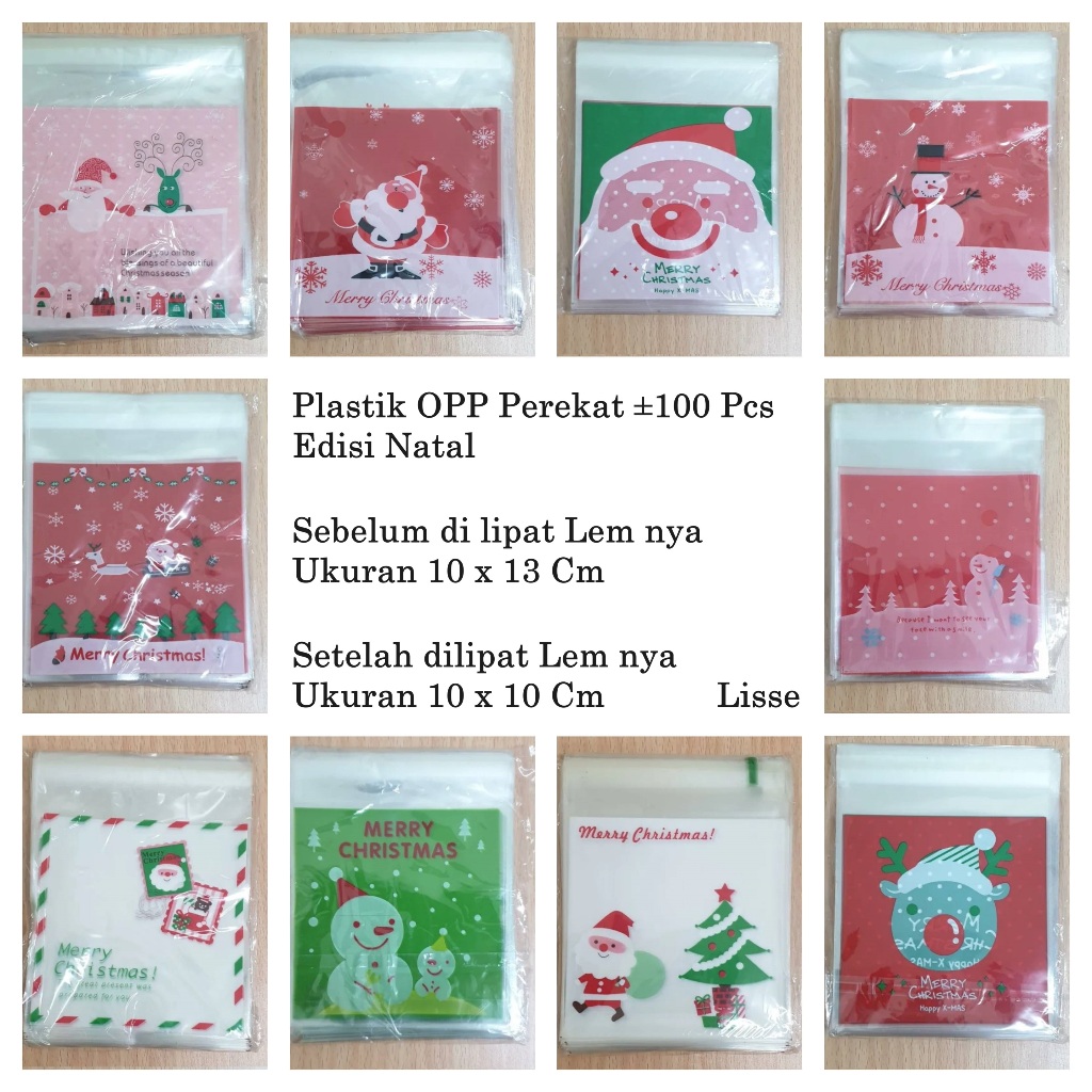 Plastik Kue Kering Natal Perekat 10 x 13 Cm Plastik Nastar Cookies Kue