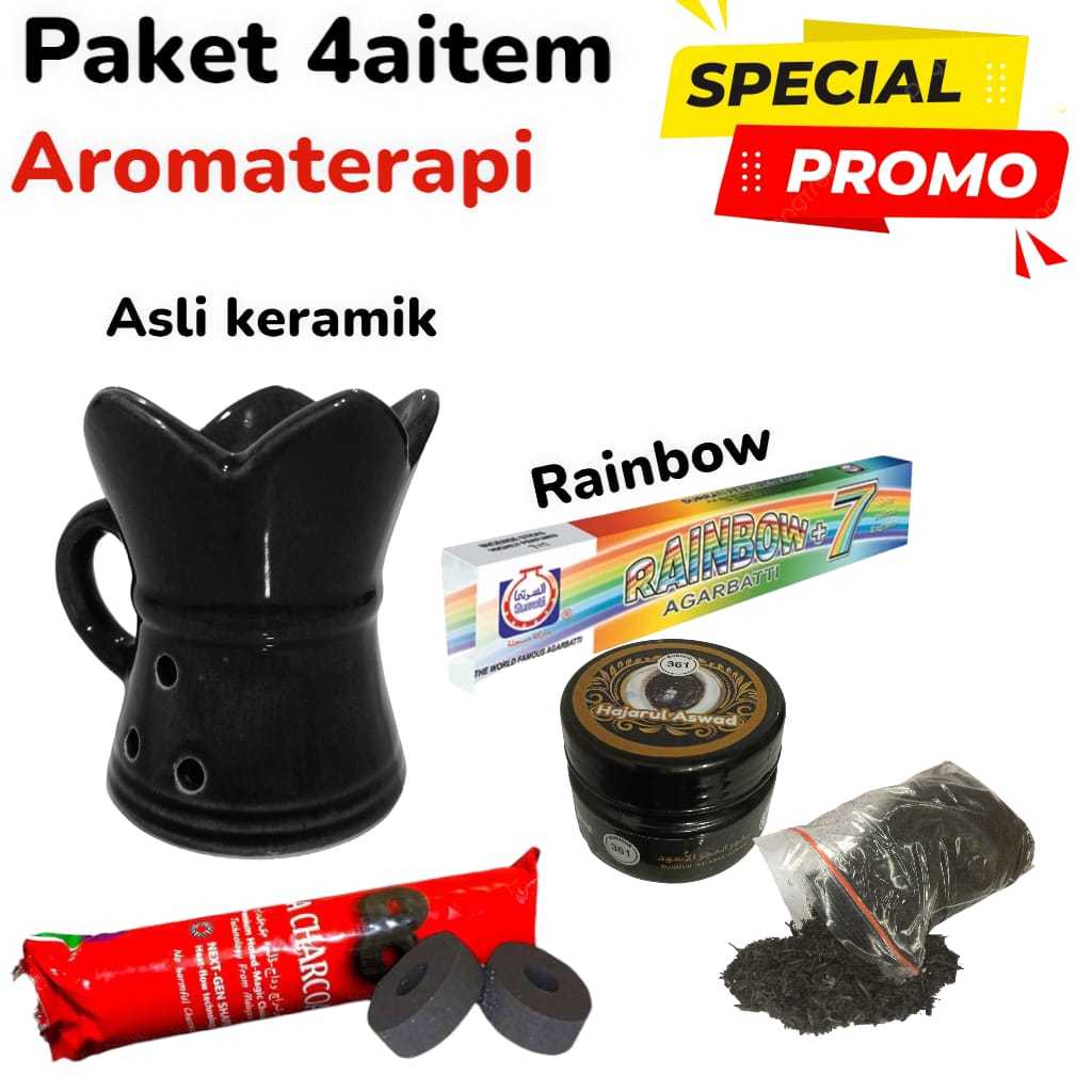 Paket hemat 4in1 Keramik+Bukhur hajarul aswad 361 fre rainbow + arang magic 1 bungkus Pengharum Ruangan Aromaterapi