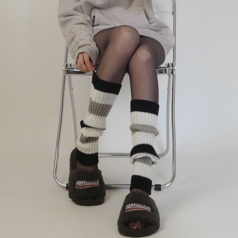 Kaos Kaki Women Leg Warmes Stripes Penghangat Japanase Long Socks  Manset Kaki Cewek Ala Korea