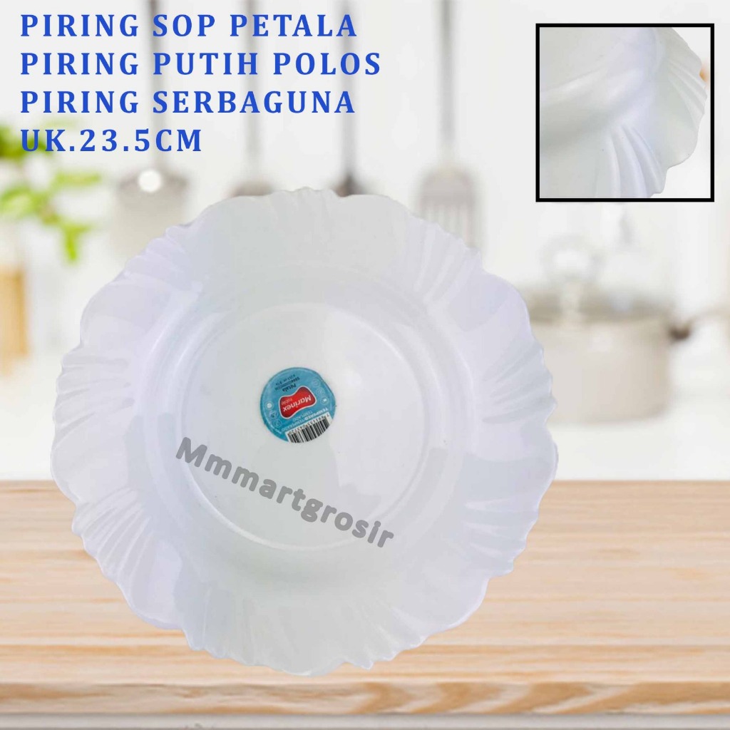 Piring Putih Polos * Piring Sop Petala * Piring Keramik Serbaguna * Uk.23.5cm