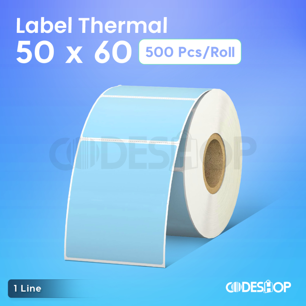 

Label Stiker Thermal 50x60mm 50x60 Sticker Barcode 50 x 60 mm Biru