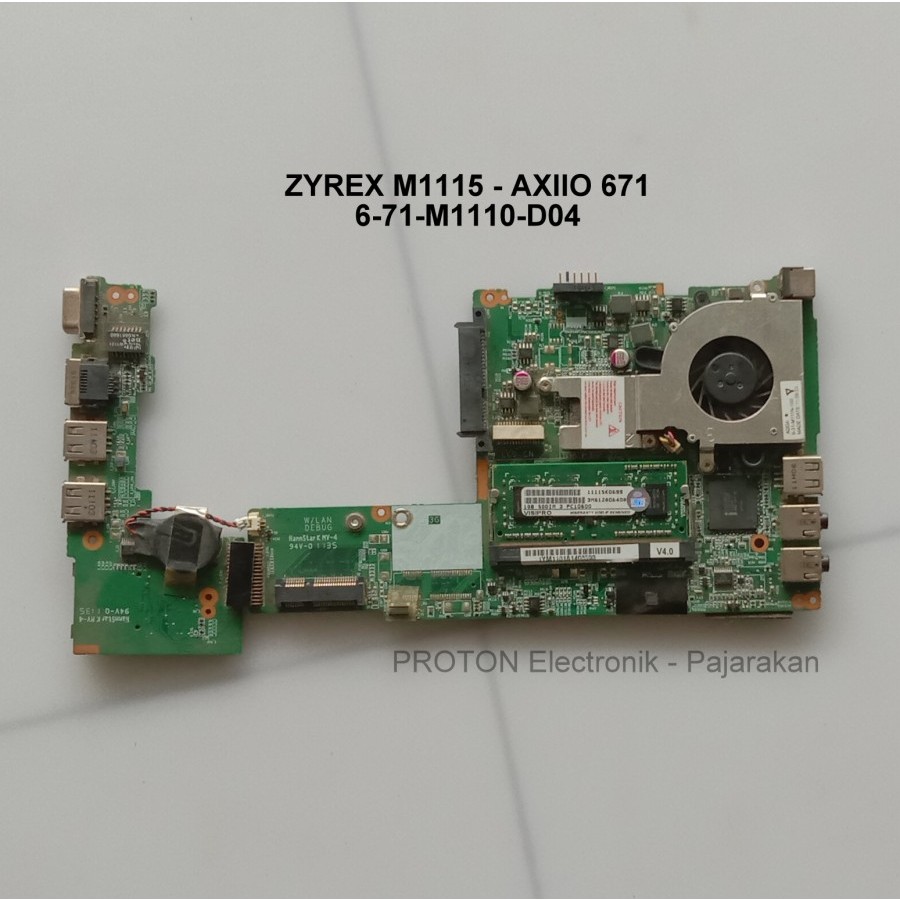 Mainboard + proc Netbok AXIOO PICO CJM D825 Zyrex M1110 M1115 Mesin 6-71-M1110-D04(03)-GP 6-71-M1110