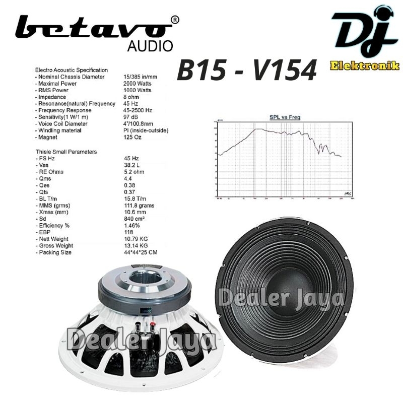 Speaker Komponen Betavo B15 - V154 / B15V154 - 15 inch