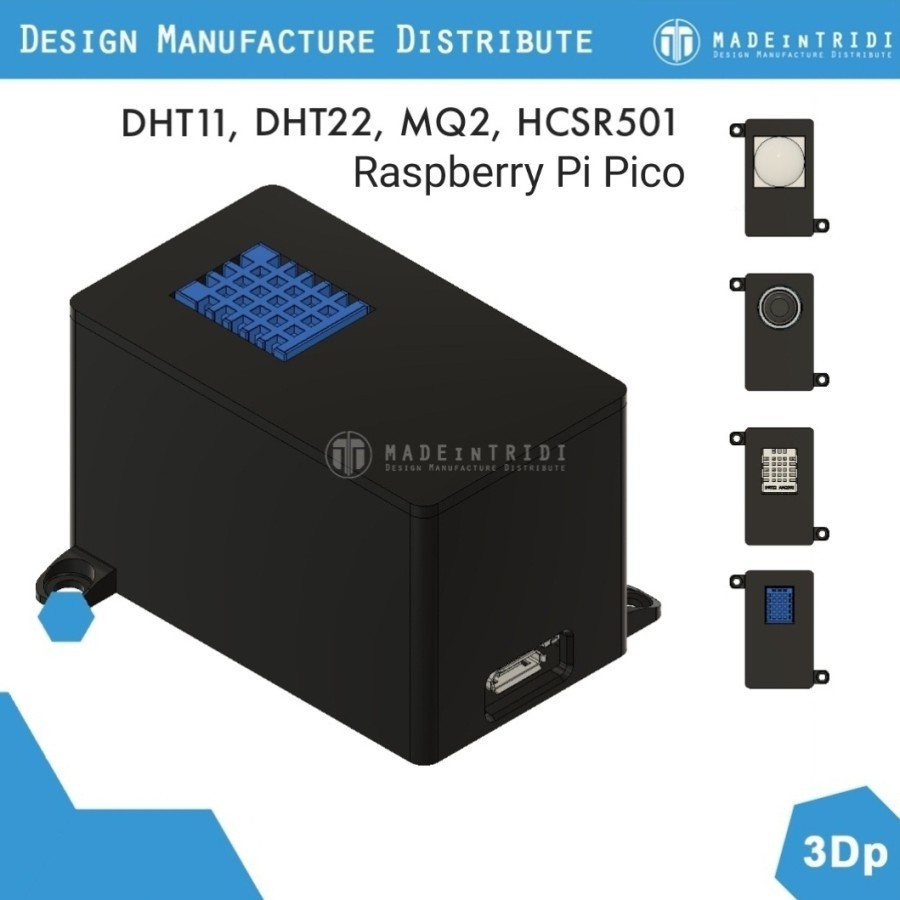 Madeintridi casing raspberry pi pico case sensor module dht11 dht22 mq2 hcsr501