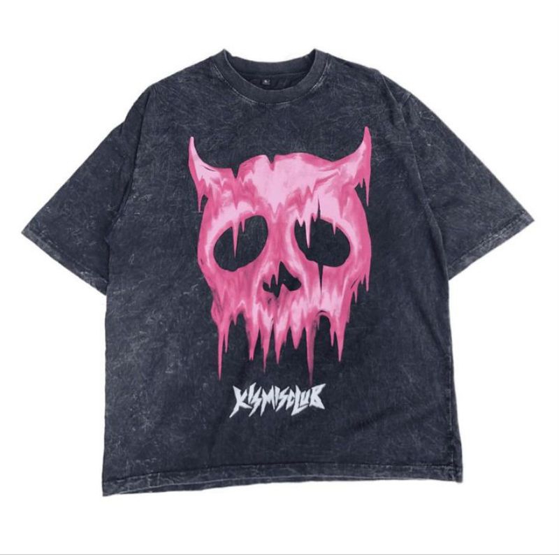 [Oversize] BAJU KAOS STONE WASH OVERSIZE SKULL / T-SHIRT WASH OVERSIZE "thunder"