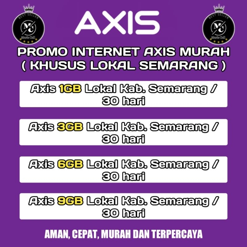 PROMO PAKET INTERNET MURAH AXIS - 1GB 3GB 6GB 9GB MASA AKTIF 30 HARI KHUSUS LOKAL SEMARANG