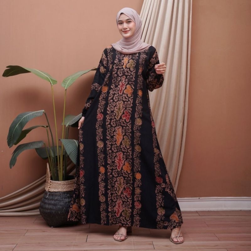 Gamis Klok Laseman Rayon Batik Cap Colet Made In Pekalongan