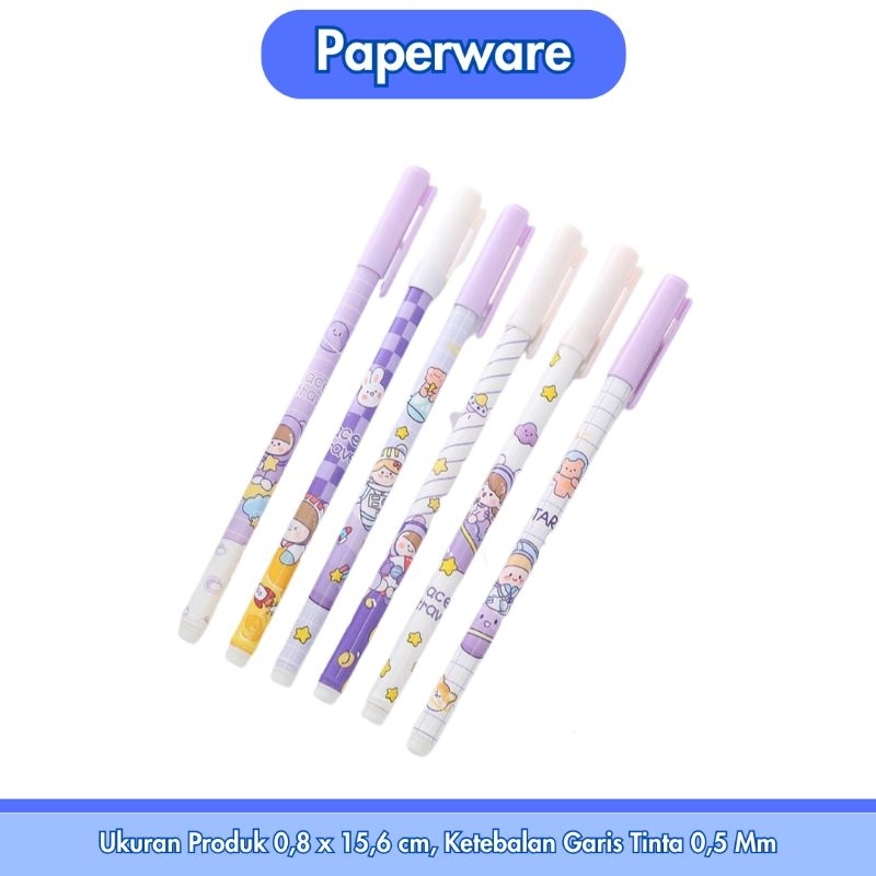 

pulpen gel hapus karakter isi 6 pcs/erasable pen motif lucu