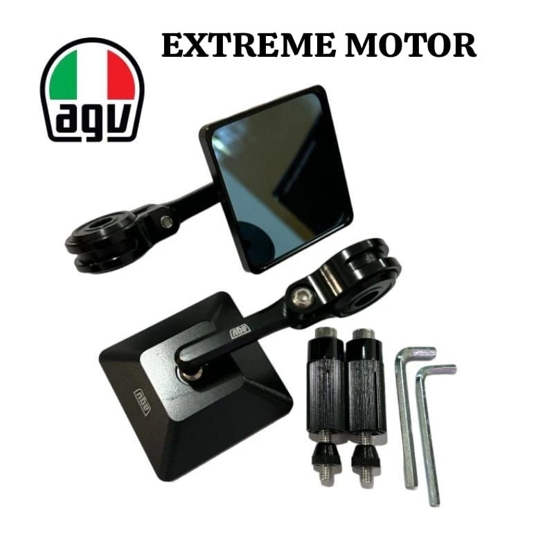 kaca spion jalu kotak full cnc AGV original atau spion bar end kotak full cnc AGV original universal