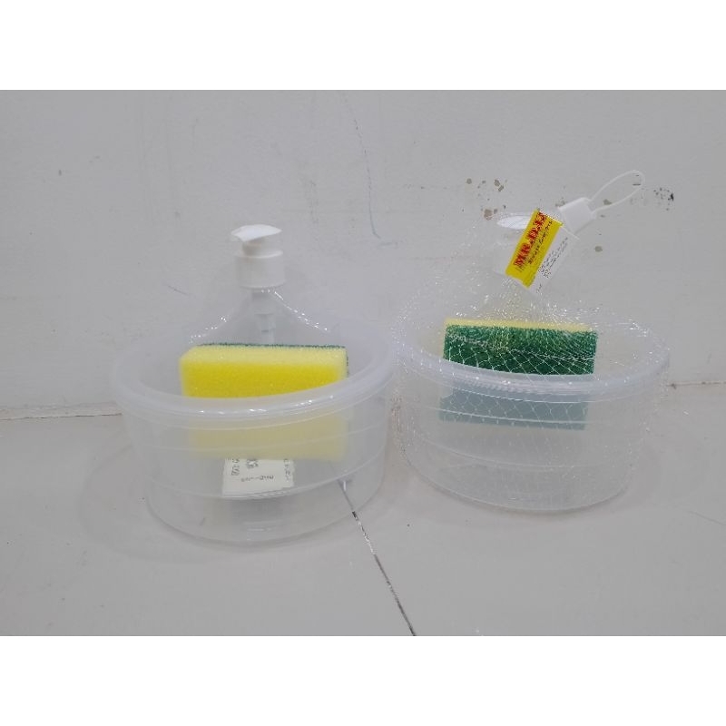 tempat sabun cuci piring + spon cuci piring bulet 1000 ml dispenser sabun cuci piring