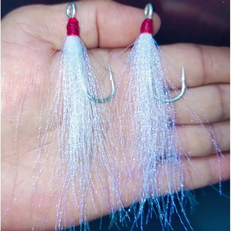 2 PCS UMPAN JIGGING 9-10CM  UMPAN TUNA  Bahan Bulu Mutiara Aurora Threads Halus dan SKTOP✓ Benang As