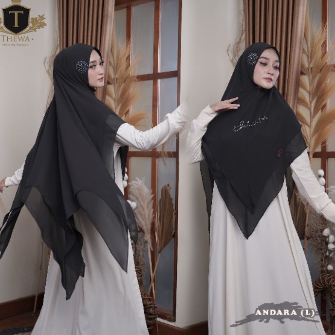Star Seller.. Kerudung/khimar/hijab “ANDARA STANDAR”  Lancip BINTANG 2 layer ORIGINAL THEWA.