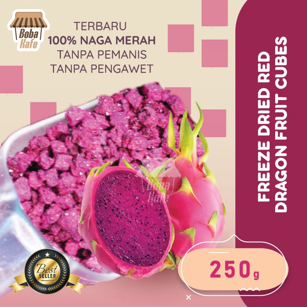 

FREEZE DRIED RED DRAGON FRUIT DICE @250gr - Buah Naga Merah Kering Asli Bentuk Kubus