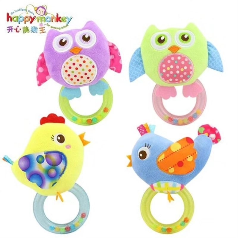 Happy Monkey Gigitan bayi Mainan Icik Icik Bayi rattle boneka Rattle Animal Cute Mainan Bayi Lucu ic