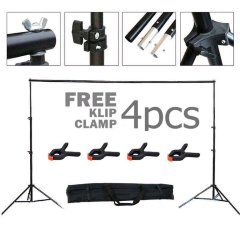 Stand Background 1Bar Foto Studio Kaki Backdrop Poto Layar Tripod Kain