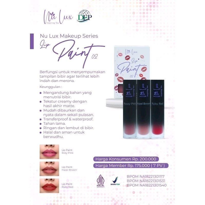 NU LUX paket lip paint mini isi 3